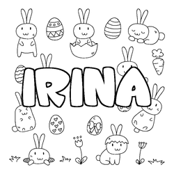 Coloraci&oacute;n del nombre IRINA - decorado Pascua