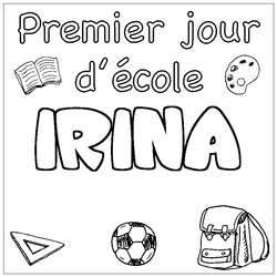 Coloraci&oacute;n del nombre IRINA - decorado primer d&iacute;a de escuela