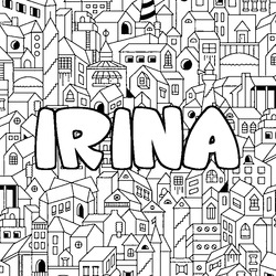 Coloraci&oacute;n del nombre IRINA - decorado ciudad