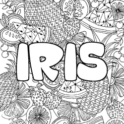 Coloraci&oacute;n del nombre IRIS - decorado mandala de frutas