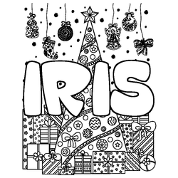 Coloraci&oacute;n del nombre IRIS - decorado &aacute;rbol de Navidad y regalos