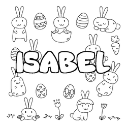 Coloraci&oacute;n del nombre ISABEL - decorado Pascua