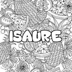 Coloraci&oacute;n del nombre ISAURE - decorado mandala de frutas