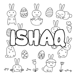 Coloraci&oacute;n del nombre ISHAQ - decorado Pascua