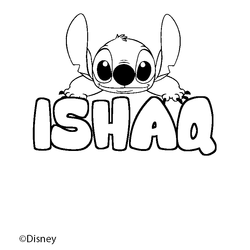 Coloraci&oacute;n del nombre ISHAQ - decorado Stitch