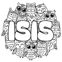 Coloraci&oacute;n del nombre ISIS - decorado b&uacute;hos