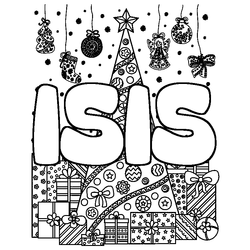 Coloraci&oacute;n del nombre ISIS - decorado &aacute;rbol de Navidad y regalos