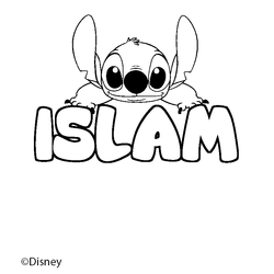 Coloraci&oacute;n del nombre ISLAM - decorado Stitch