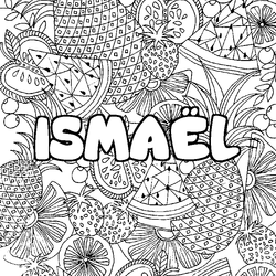 Coloraci&oacute;n del nombre ISMA&Euml;L - decorado mandala de frutas