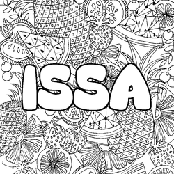 Coloraci&oacute;n del nombre ISSA - decorado mandala de frutas