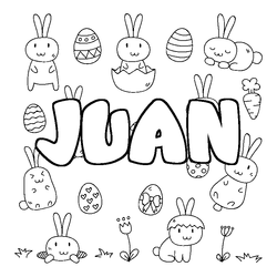 Coloraci&oacute;n del nombre JUAN - decorado Pascua