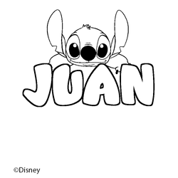 Coloraci&oacute;n del nombre JUAN - decorado Stitch