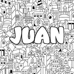 Coloraci&oacute;n del nombre JUAN - decorado ciudad