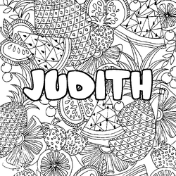 Coloraci&oacute;n del nombre JUDITH - decorado mandala de frutas