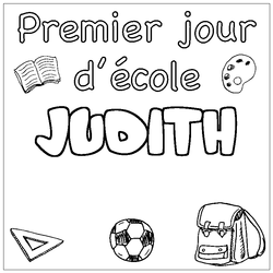 Coloraci&oacute;n del nombre JUDITH - decorado primer d&iacute;a de escuela