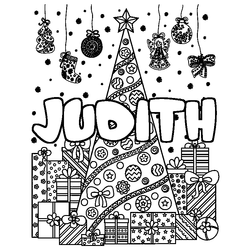 Coloraci&oacute;n del nombre JUDITH - decorado &aacute;rbol de Navidad y regalos