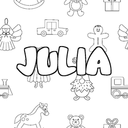 Coloraci&oacute;n del nombre JULIA - decorado juguetes
