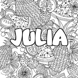 Coloraci&oacute;n del nombre JULIA - decorado mandala de frutas
