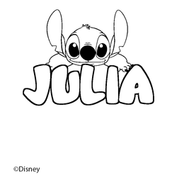 Coloraci&oacute;n del nombre JULIA - decorado Stitch