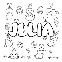 Coloraci&oacute;n del nombre JULIA - decorado Pascua