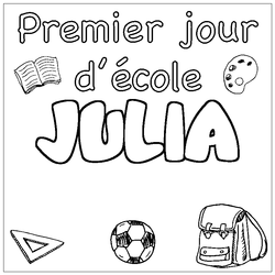 Coloraci&oacute;n del nombre JULIA - decorado primer d&iacute;a de escuela