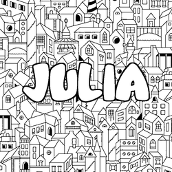 Coloraci&oacute;n del nombre JULIA - decorado ciudad