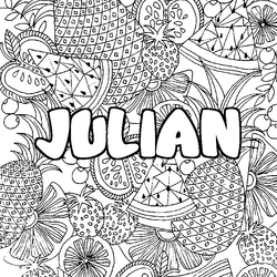 Coloraci&oacute;n del nombre JULIAN - decorado mandala de frutas