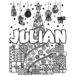 Coloraci&oacute;n del nombre JULIAN - decorado &aacute;rbol de Navidad y regalos