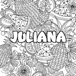 Coloraci&oacute;n del nombre JULIANA - decorado mandala de frutas