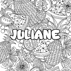 Coloraci&oacute;n del nombre JULIANE - decorado mandala de frutas