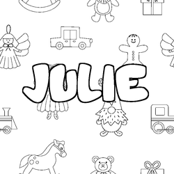 Coloraci&oacute;n del nombre JULIE - decorado juguetes