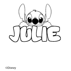 Coloraci&oacute;n del nombre JULIE - decorado Stitch