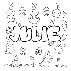 Coloraci&oacute;n del nombre JULIE - decorado Pascua