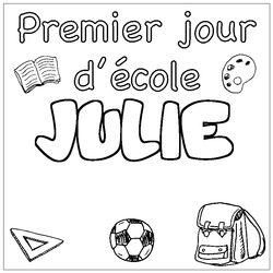 Coloraci&oacute;n del nombre JULIE - decorado primer d&iacute;a de escuela