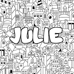 Coloraci&oacute;n del nombre JULIE - decorado ciudad