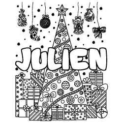 Coloraci&oacute;n del nombre JULIEN - decorado &aacute;rbol de Navidad y regalos