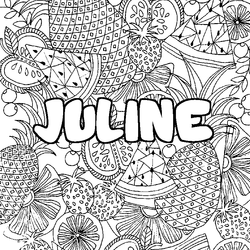 Coloraci&oacute;n del nombre JULINE - decorado mandala de frutas