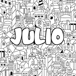 Coloraci&oacute;n del nombre JULIO - decorado ciudad