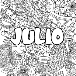Coloraci&oacute;n del nombre JULIO - decorado mandala de frutas