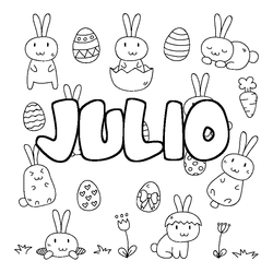 Coloraci&oacute;n del nombre JULIO - decorado Pascua