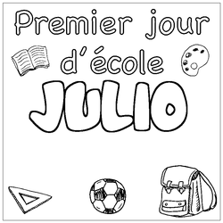 Coloraci&oacute;n del nombre JULIO - decorado primer d&iacute;a de escuela
