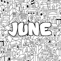 Coloraci&oacute;n del nombre JUNE - decorado ciudad
