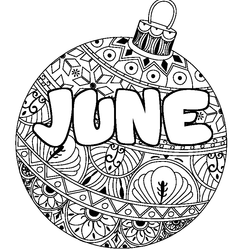 Coloraci&oacute;n del nombre JUNE - decorado bola de Navidad