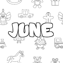 Coloraci&oacute;n del nombre JUNE - decorado juguetes