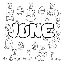 Coloraci&oacute;n del nombre JUNE - decorado Pascua