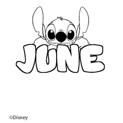 Coloraci&oacute;n del nombre JUNE - decorado Stitch