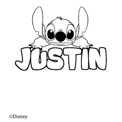 Coloraci&oacute;n del nombre JUSTIN - decorado Stitch