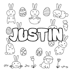 Coloraci&oacute;n del nombre JUSTIN - decorado Pascua