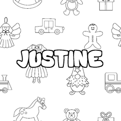 Coloraci&oacute;n del nombre JUSTINE - decorado juguetes