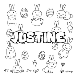 Coloraci&oacute;n del nombre JUSTINE - decorado Pascua